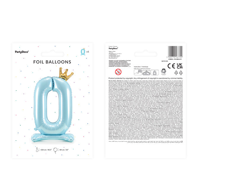 Folienballon Figur 0 Hellblau Standard Leer 84cm