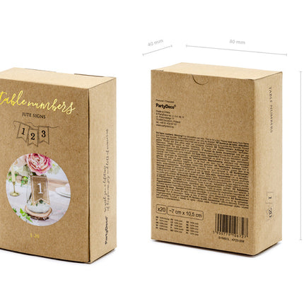 Tischnummern Jute 10,5cm 20Stück