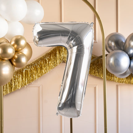 7 Jahre Figur Ballon Silber Leer 72cm