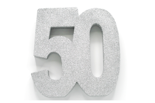 Silberne Tischdekoration Figur 50 Glitter 20,5cm