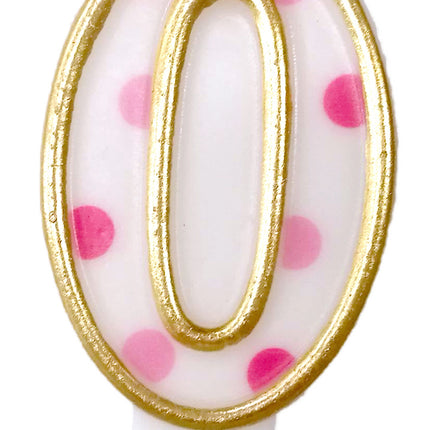 Kerze 0 Jahr Rosa Punkte 8,5cm