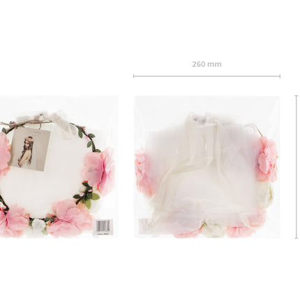 Schleier mit Blumen Kranz 17cm