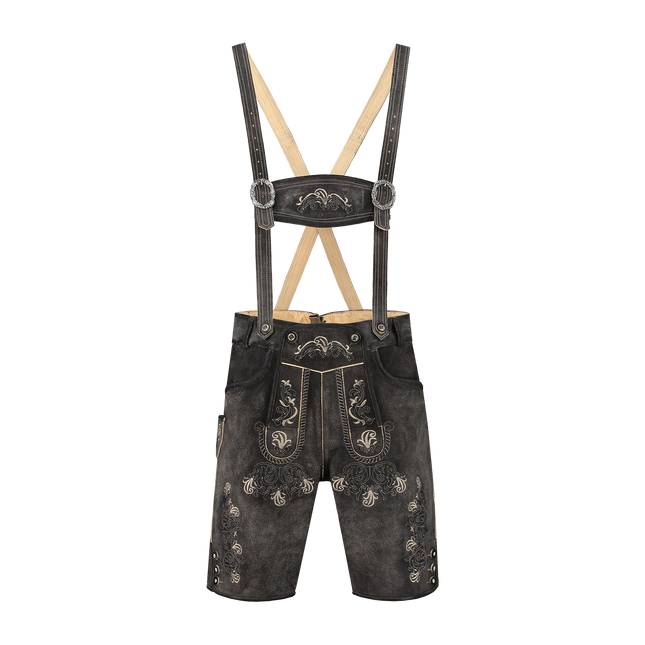 Lederhose Braun Grau Herren Kurz Antique