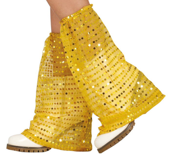 Goldene Beinwärmer Pailletten Organza