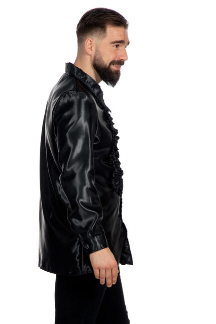 Disco Bluse Rüschen Schwarz