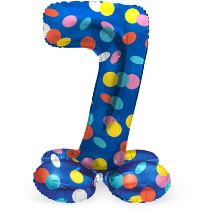 Helium-Ballon 7 Jahre Dots mit Standard-Leerzeichen 41cm