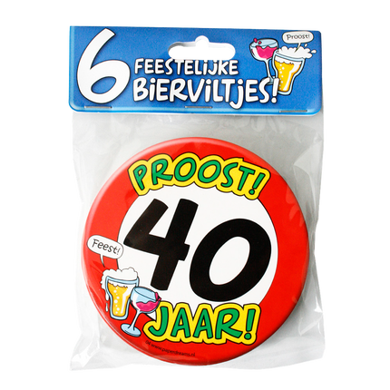 Bierdeckel 40 Jahre 12,5cm 6Stk.