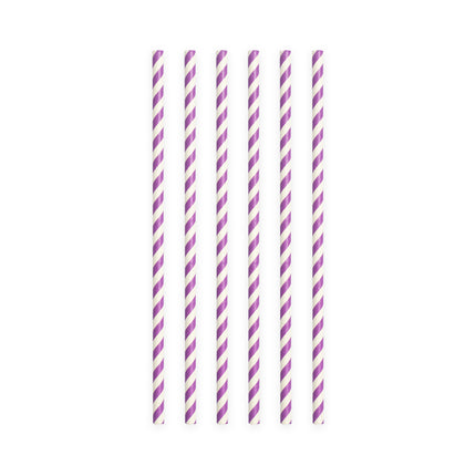 Papierstrohhalme lila gestreift 19,7cm 20Stk