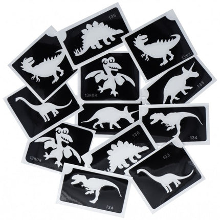 Schwarze Tattoo Schablone Dino 12pcs