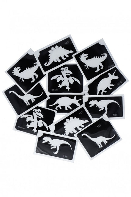 Schwarze Tattoo Schablone Dino 12pcs