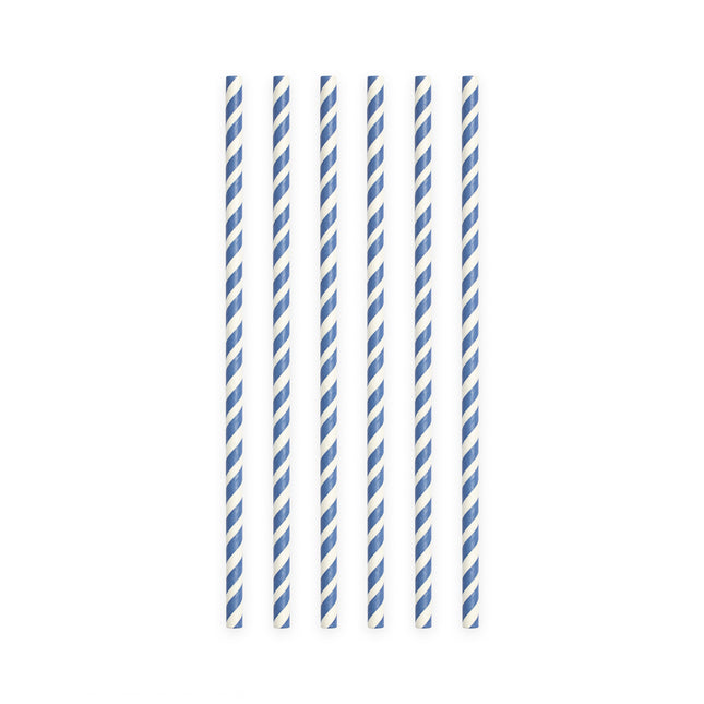 Strohhalme Blau Gestreift 19cm 20Stück