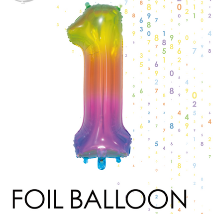 Folienballon Figur 1 Regenbogen Transparent 66cm