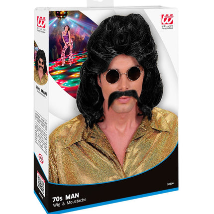 Perücke 70er Jahre Schwarz