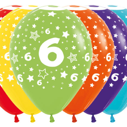 Ballons Nummer 6 Mix 30cm 25Stk