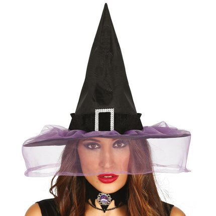 Halloween Hexenhut Schleier Lila