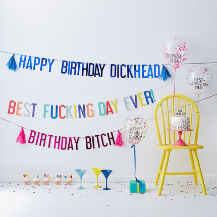 Rosa Luftballons Set Happy Birthday Bitch 2.5m