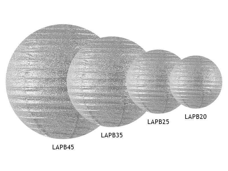 Silberner Lampion Glitzer 45cm