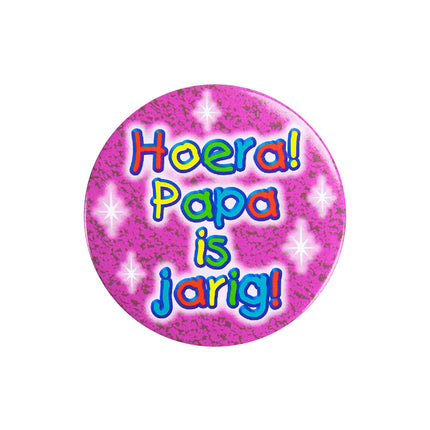 Knopf Hoera Papa ist Jarig 5,5cm
