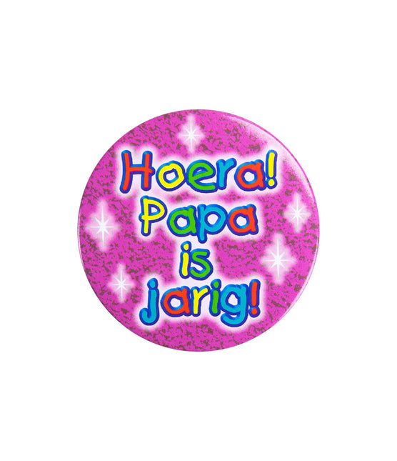 Knopf Hoera Papa ist Jarig 5,5cm