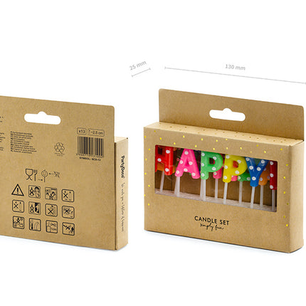 Kerzen Happy Birthday Bunt 2,5cm 13Stk.