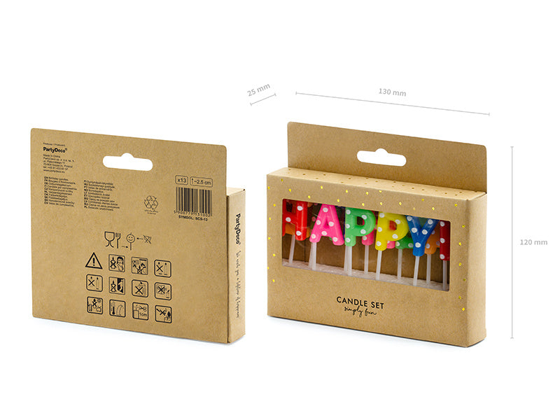 Kerzen Happy Birthday Bunt 2,5cm 13Stk.