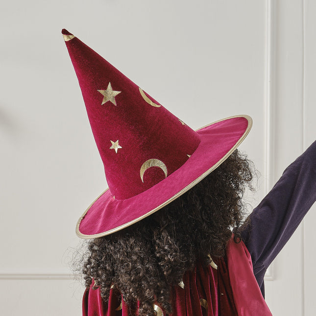 Halloween Hexenhut Bordeaux Rot Kind