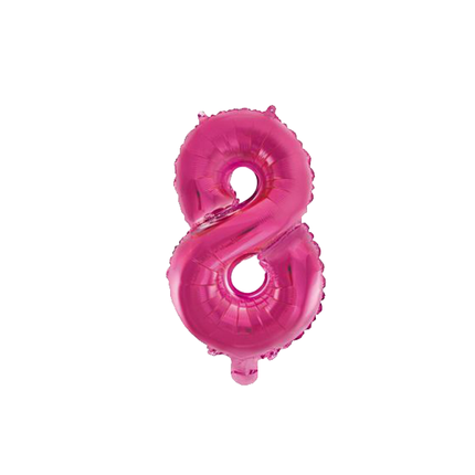 Folienballon Figur 8 Rosa 41cm mit Strohhalm