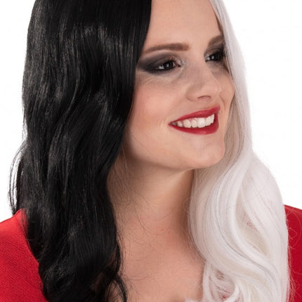 Perücke Selena Lang Mit Locken Schwarz Und Weiß