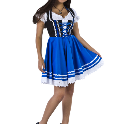 Oktoberfest Dirndl Kleid Oktoberfest Blau Weiß Damen 2 Stück