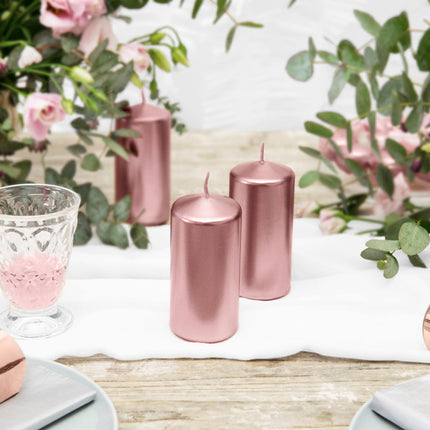 Stumpfe Kerze Rose Gold Metallic 12cm 6 Stk.