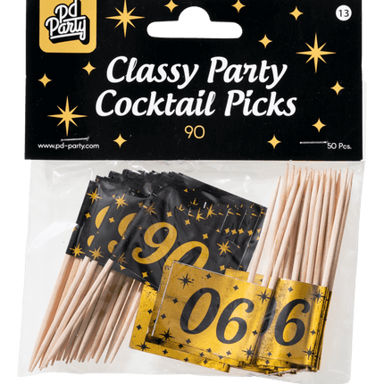 Cocktailstäbchen 90 Jahre 6,5cm 50Stk.