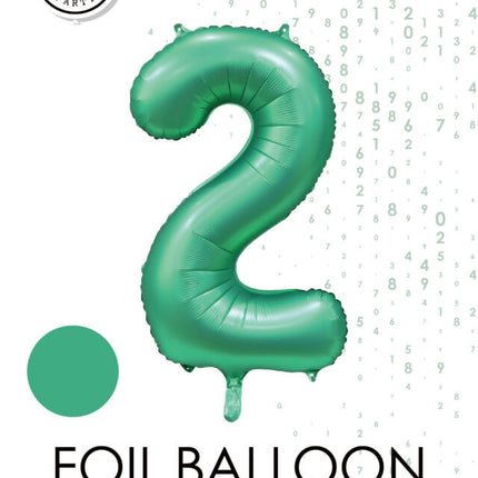 Grüner Figurenballon 2 Jahre Glänzend 86cm