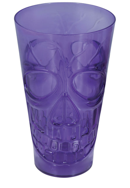 Lila Halloween Glasschädel 15cm