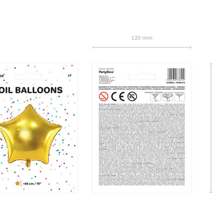 Heliumballon Star Gold Glänzend Leer 48cm