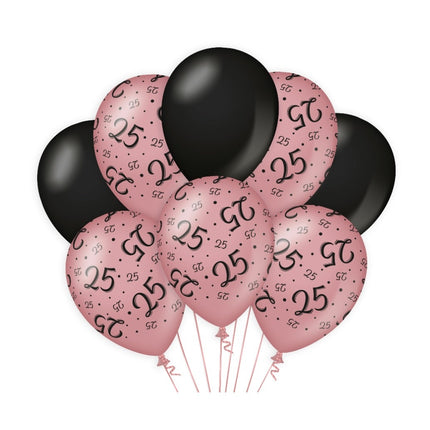 Ballons 25 Jahre Rose Schwarz 30cm 8Stück