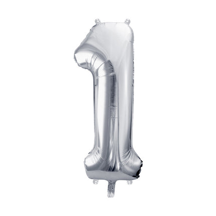 1 Jahr Figur Ballon Silber Leer 72cm
