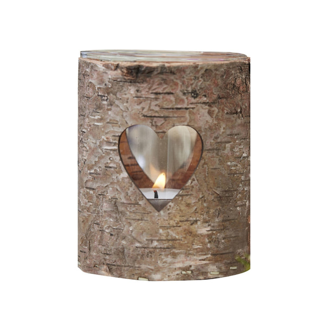 Teelichthalter Holz mit Herz 9cm