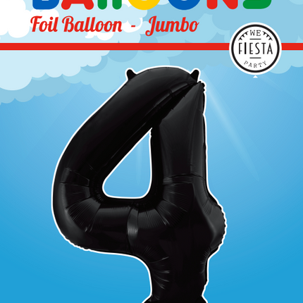 Folienballon Figur 4 Schwarz XL 86cm leer