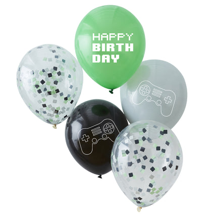 Gaming Party Ballons Happy Birthday 30cm 5Stk