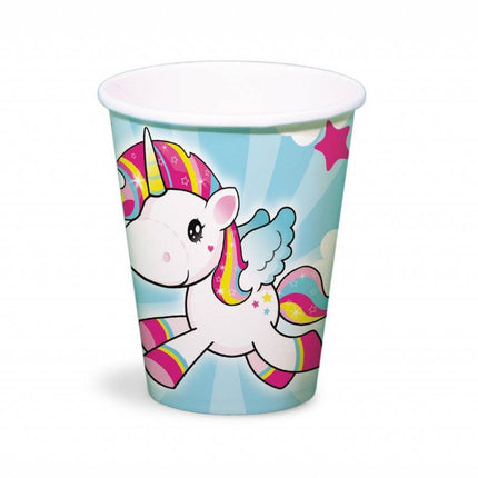 Einhorn Becher aus Pappe 250ml 8 Stk.