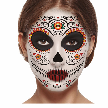 Dia De Los Muertos Gesichtsaufkleber 30x14 cm