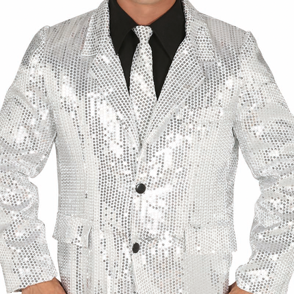 Silberner Blazer Männer Pailletten