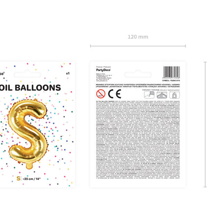 Folienballon Buchstabe S Gold Leer 35cm