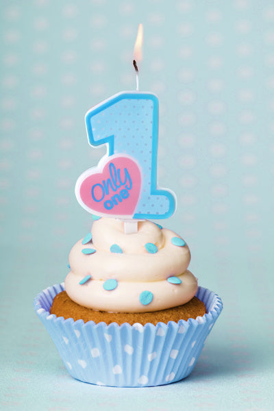 Kerze 1 Jahr Hellblau 8cm