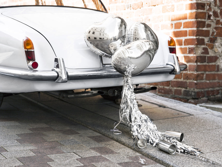 Auto-Deko-Set Hochzeitsherzen Silber