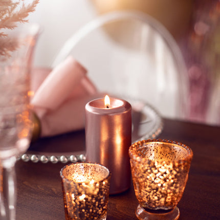 Stumpfe Kerze Rose Gold Metallic 12cm 6 Stk.