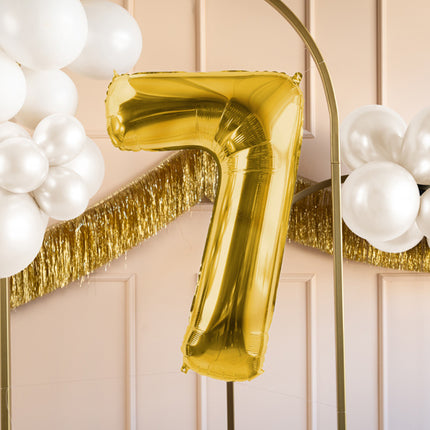 7 Jahre Figur Ballon Gold Leer 72cm