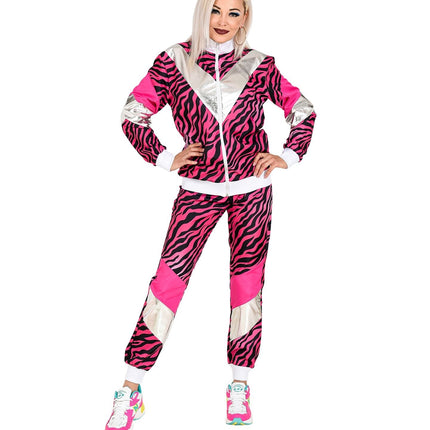 Neon 80S Trainingsanzug Fault Pink Tiger Print