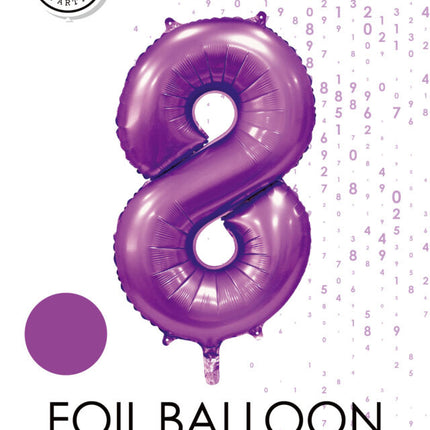 Lila Nummer Ballon 8 Jahre Glanz 86cm