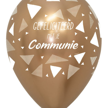 Ballons Glückwunsch zur Kommunion Dreiecke Reflex Gold 30cm 25Stk